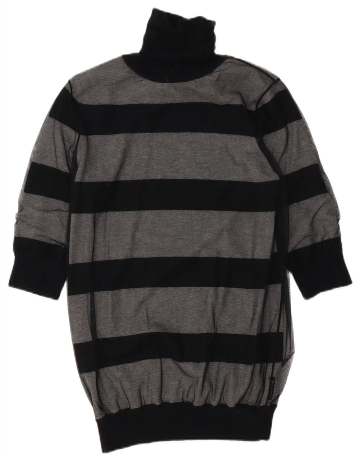 Armani Jeans Pull col roulé pour femme UK 12 Gris moyen rayé