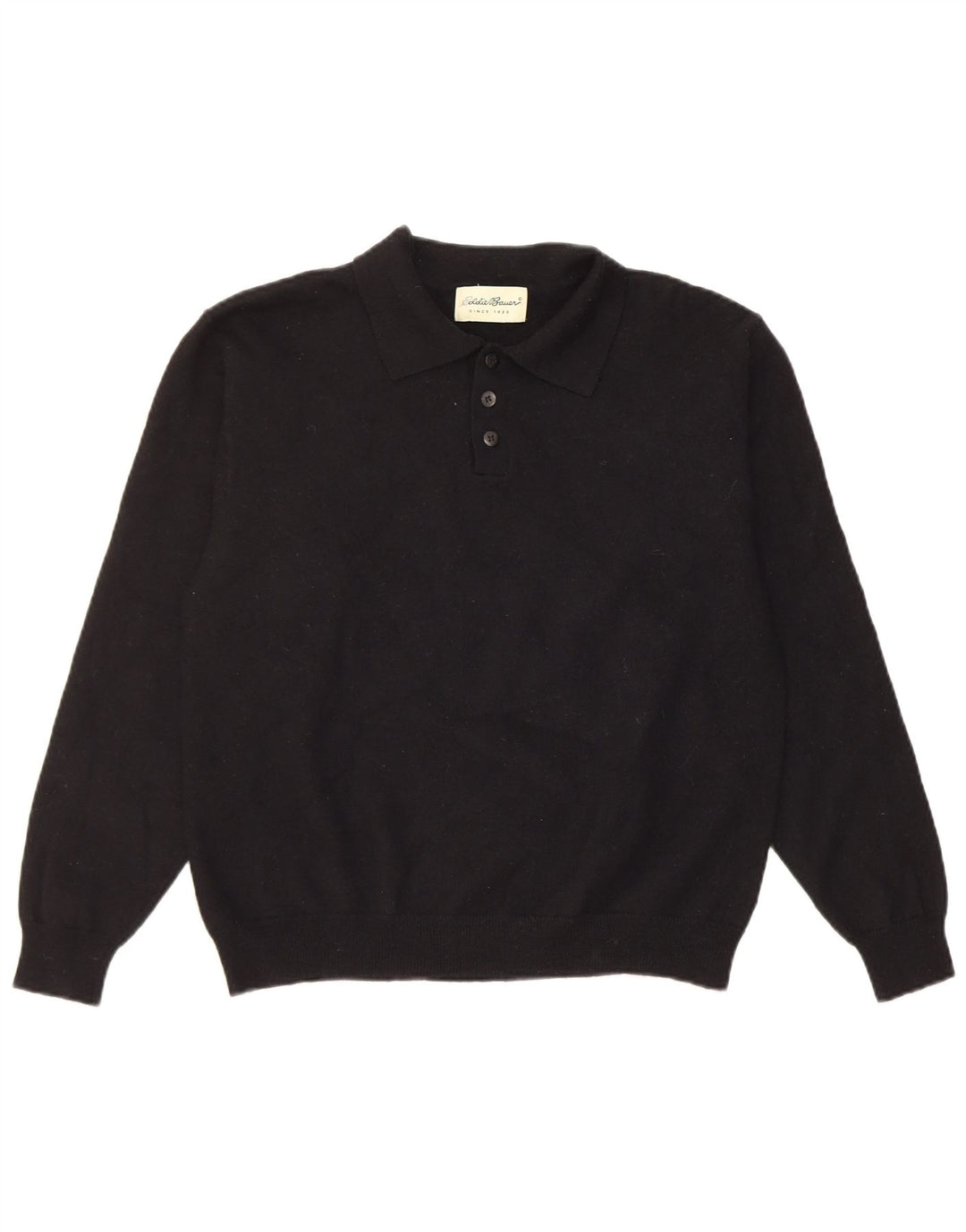 Eddie Bauer Pull à col polo pour homme en laine noire moyenne