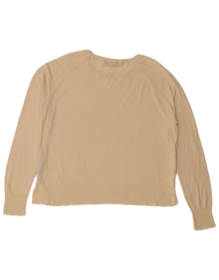 Zara Pull surdimensionné à col bateau pour femme UK 10 Petite Viscose Beige