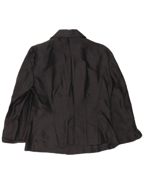 Luisa Spagnoli Veste Blazer 3 Boutons Femme IT 46 Grande Soie Noire