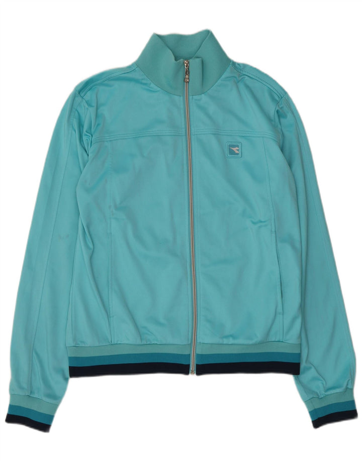 Diadora Veste de survêtement pour femme UK 18 XL Bleu Colorblock Polyester