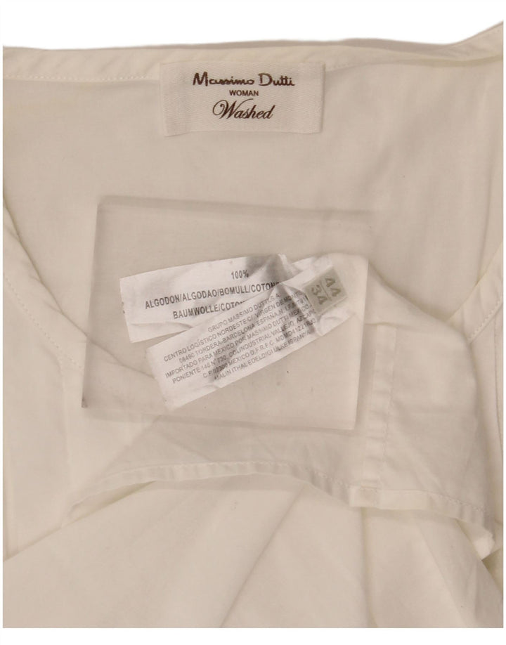 Massimo Dutti Haut chemisier croisé pour femme EU 34 2XS Coton blanc cassé