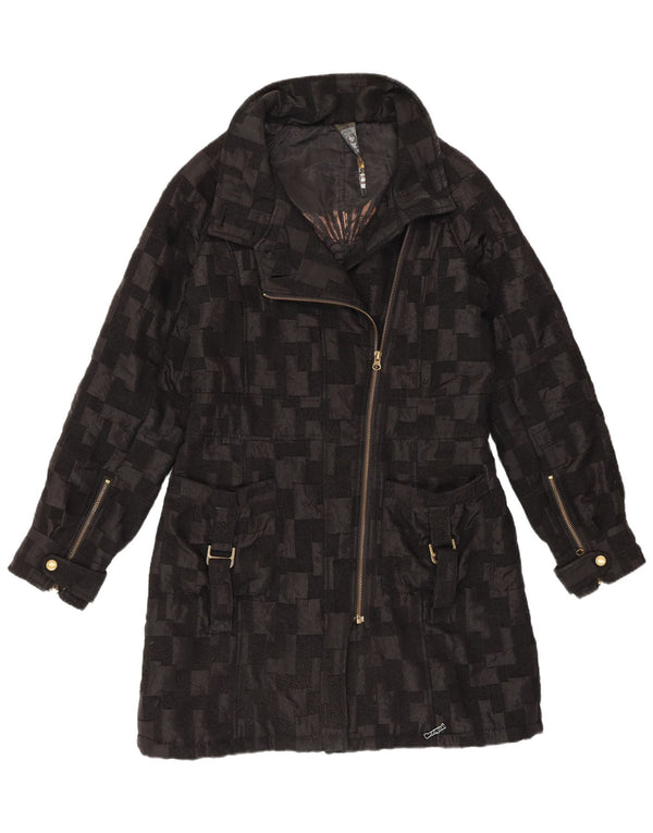 Desigual Manteau coupe-vent pour femme EU 40 Medium Noir Géométrique