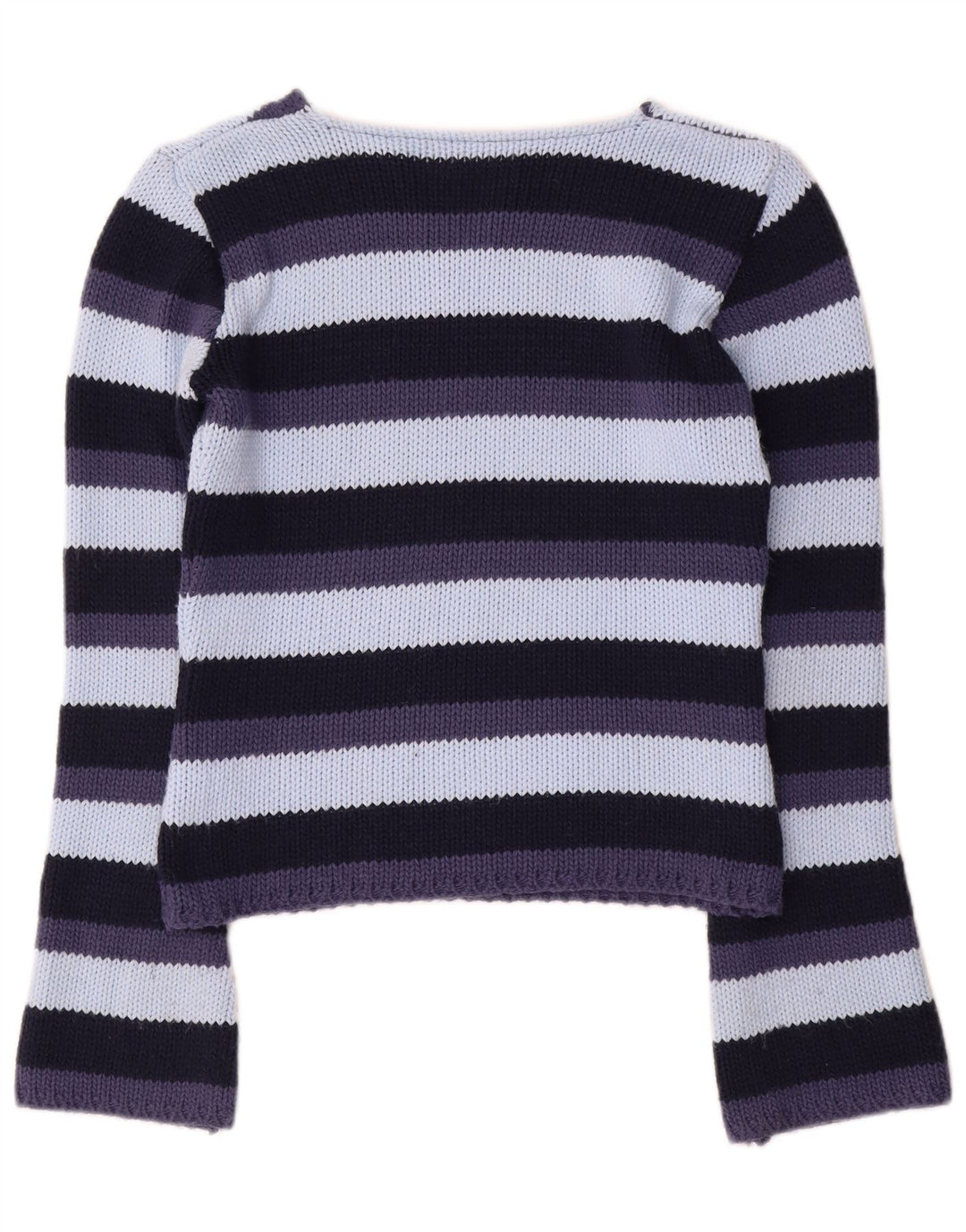 vintage Femme V-Col Jumper Pull UK 12 Moyen Multicolore Rayé