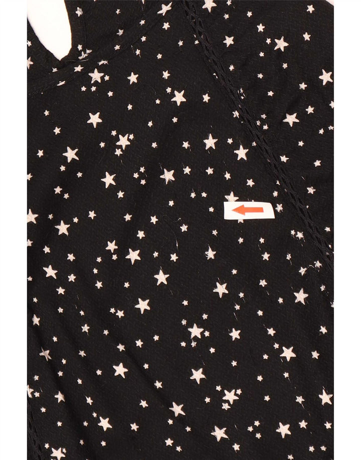 Superdry Femme Chemisier Top UK 12 Medium Noir Spotted Viscose