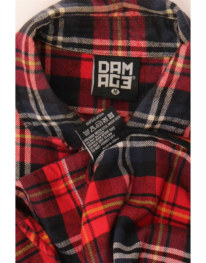 vintage Chemise en flanelle pour hommes Coton à carreaux rouge moyen