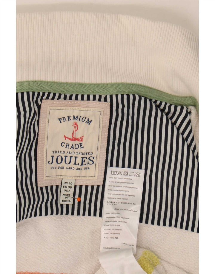 Joules Womens Button Neck Sweatshirt Jumper UK 10 Petit Blanc Rayé