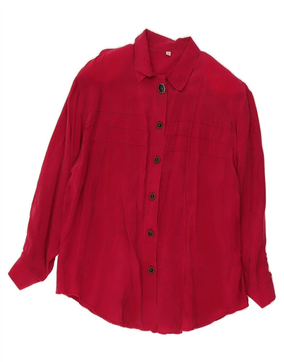 VINTAGE Womens Shirt Blouse UK 12 Medium Red Viscose Vintage Vintage and Second-Hand Vintage from Messina Hembry 