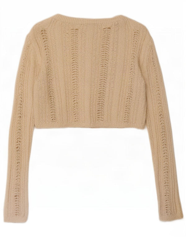 Zara Womens Crop Cardigan Sweater UK 10 Petit Coton Beige