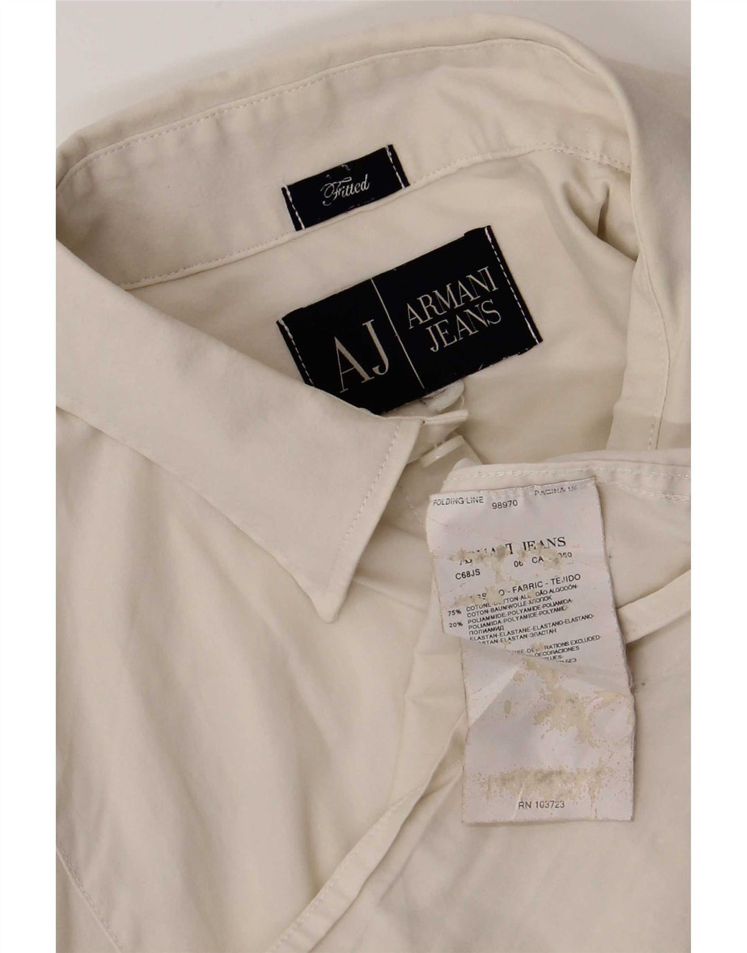 Armani Jeans Chemise ajustée pour homme en coton blanc Large