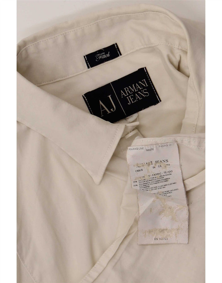 Armani Jeans Chemise ajustée pour homme en coton blanc Large