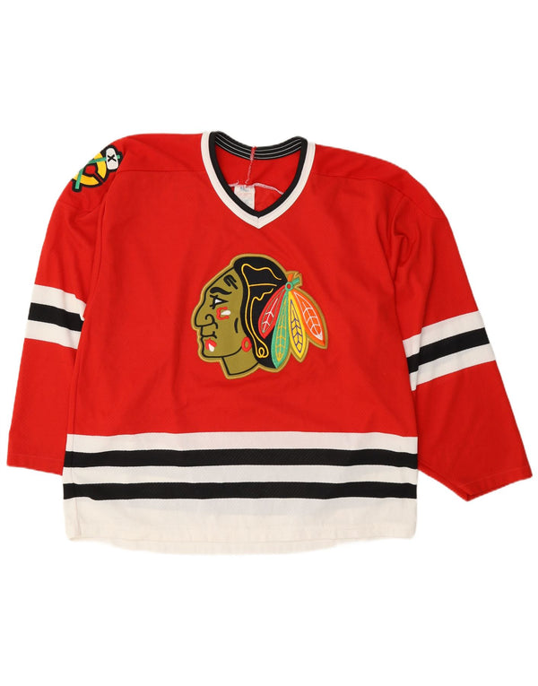 vintage Hommes Chicago Blackhawks CCM 1990-96 Chemise de hockey Grand Sport Rouge