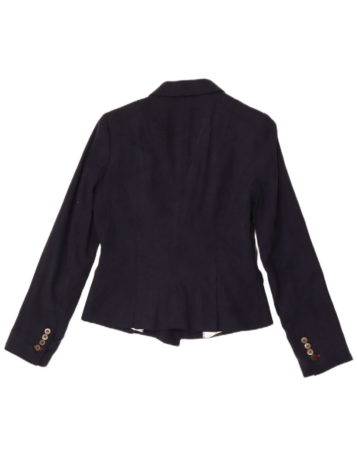 Zara Veste Blazer Double Boutonnage Femme UK 12 Bleu Marine Moyen Lyocell