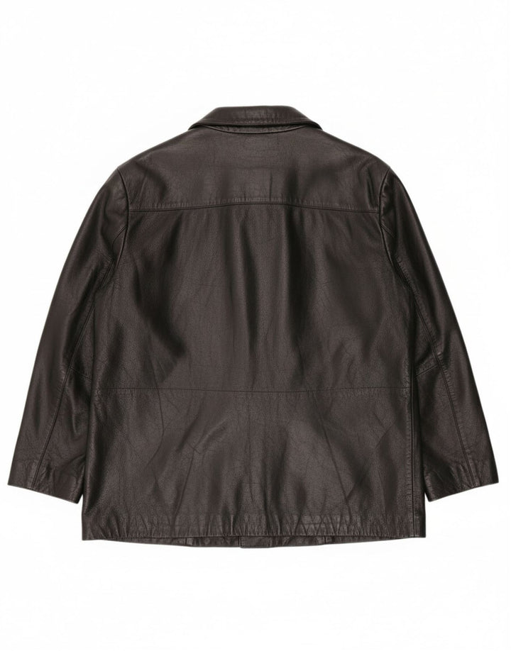 veste en cuir femme vintage EU 42 Grand Noir