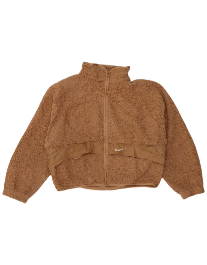 Veste polaire surdimensionnée Nike pour femme UK 10 petit polyester beige
