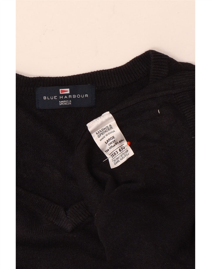 Marks & Spencer Pull à col en V Blue Harbor pour hommes, grand bleu marine