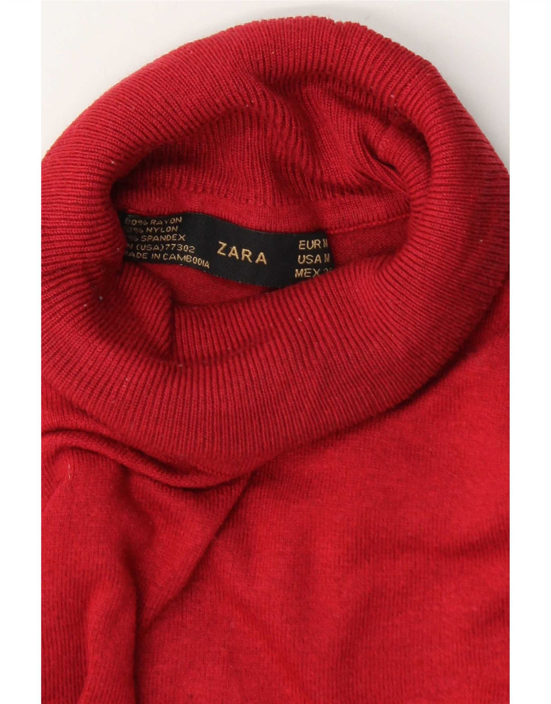 Zara Pull col roulé pour femme UK 14 Rayonne bordeaux moyen