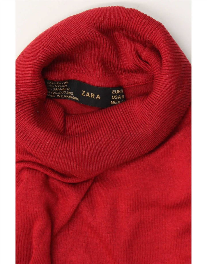 Zara Pull col roulé pour femme UK 14 Rayonne bordeaux moyen