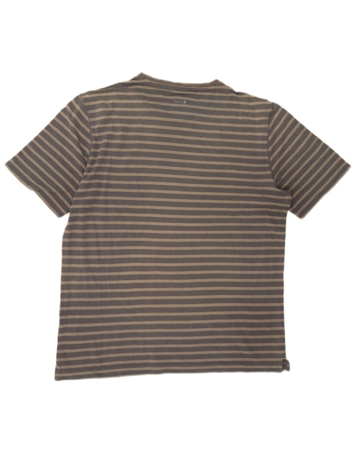 Hugo Boss Homme T-Shirt Top Gris Moyen Rayé Coton