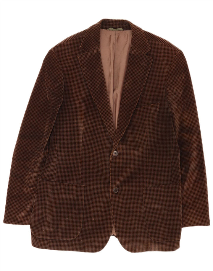 Hugo Boss Veste blazer à 2 boutons pour homme EU 50 Large en viscose pied-de-poule marron