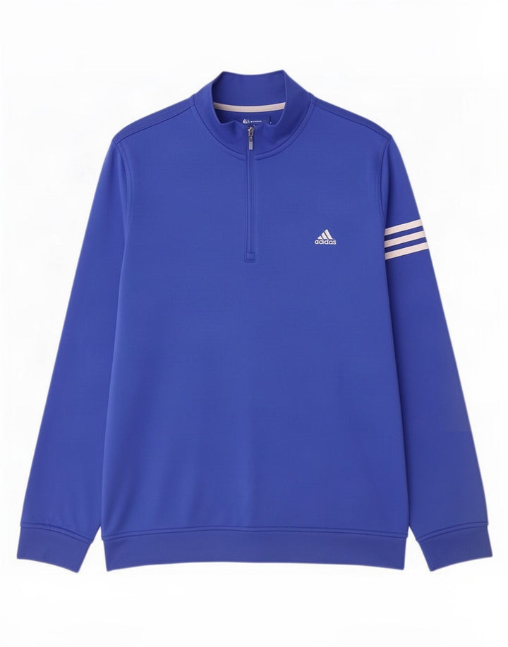 Adidas Climalite Zip Neck Sweatshirt Jumper Grand Bleu Polyester