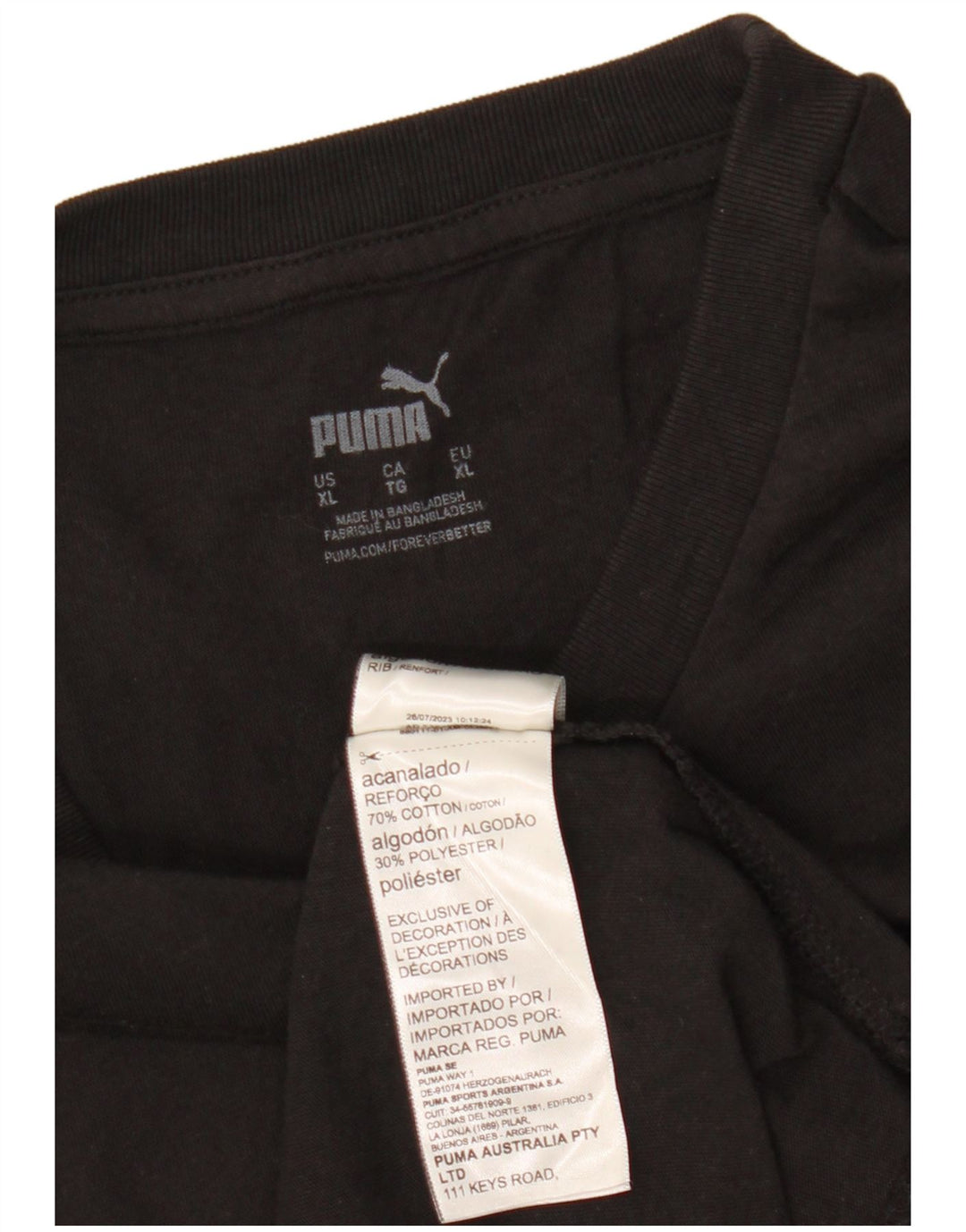 PUMA T-Shirt Graphique Homme XL Noir Coton