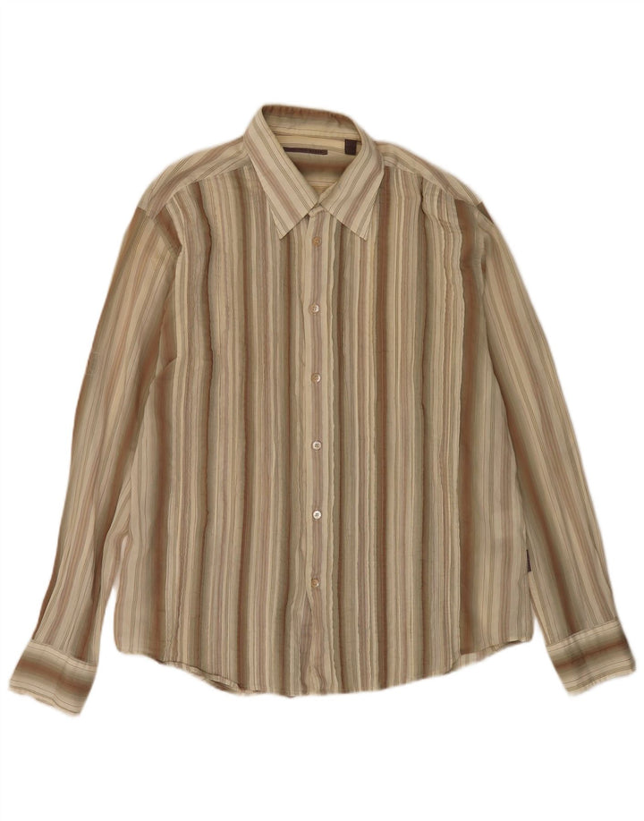 Ted Baker Chemise Homme Large Kaki Rayé Coton