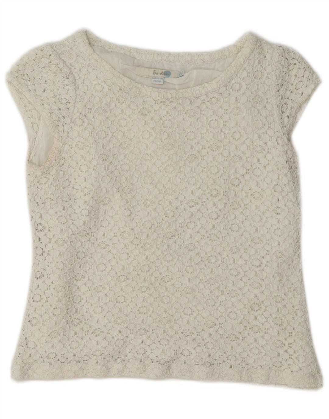 Haut chemisier court en dentelle Boden pour femme UK 8 Small Blanc