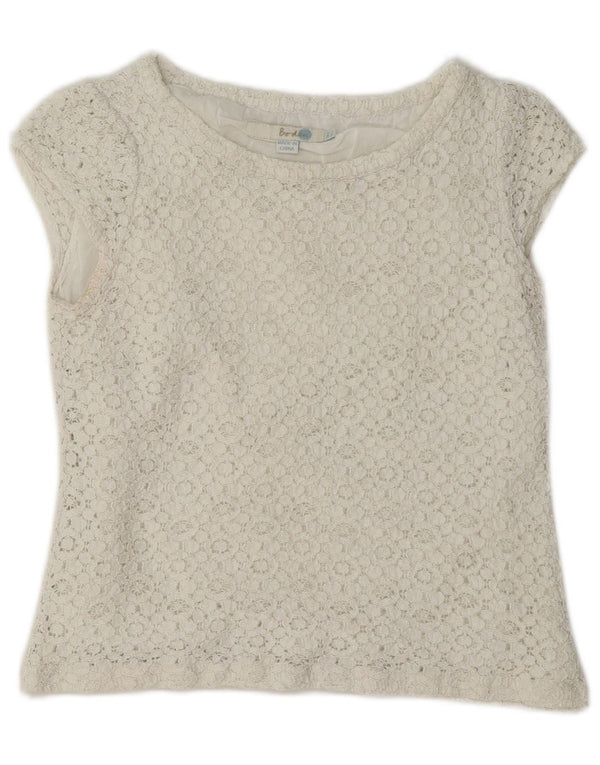 Haut chemisier court en dentelle Boden pour femme UK 8 Small Blanc