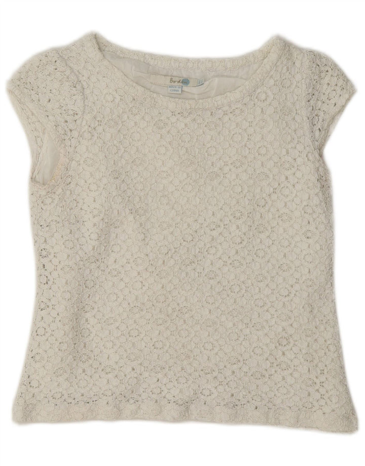 Haut chemisier court en dentelle Boden pour femme UK 8 Small Blanc