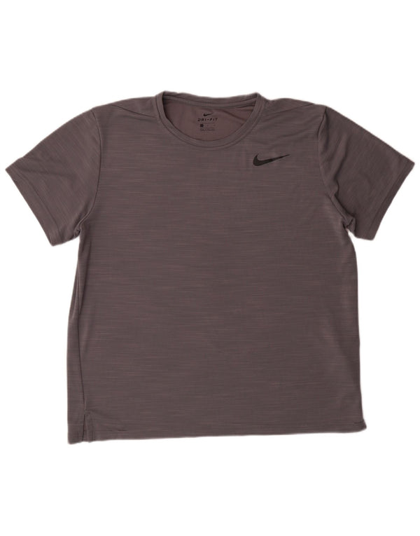 NIKE Womens Dri Fit T-Shirt Top UK 16 Large Gris Moucheté Polyester