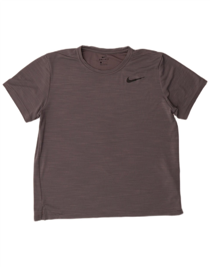 NIKE Womens Dri Fit T-Shirt Top UK 16 Large Gris Moucheté Polyester