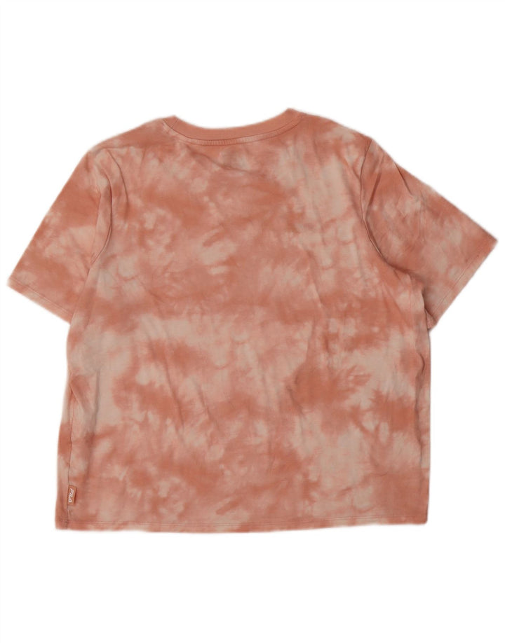FILA T-Shirt Femme Top UK 12 Rose Moyen Tie Dye Coton