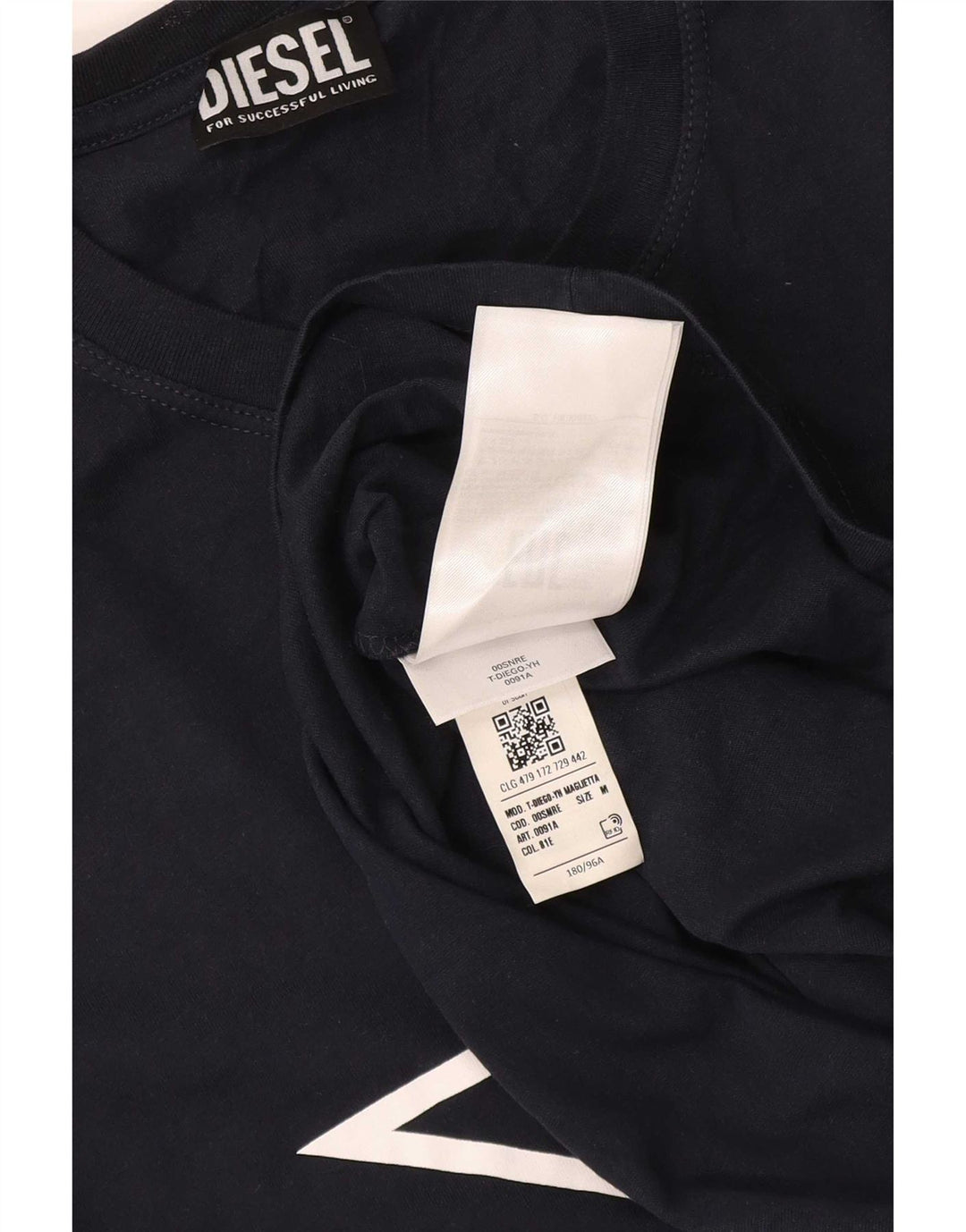 Diesel T-Shirt Graphique Homme Bleu Marine Moyen Coton