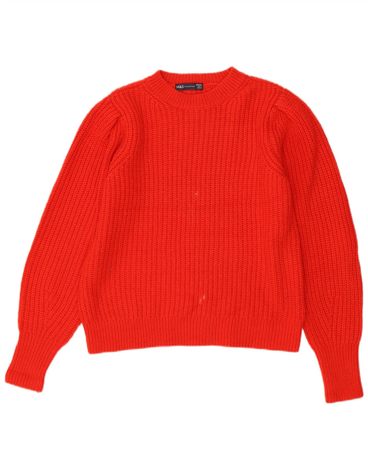Marks & Spencer Pull à col rond pour femme UK 14 Acrylique rouge moyen