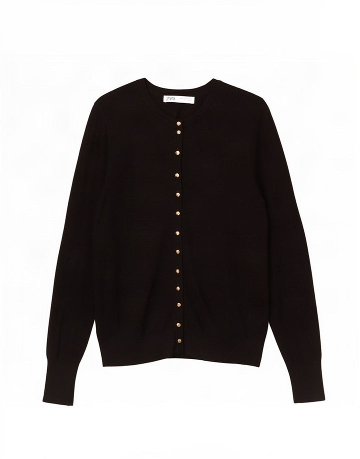 Zara Cardigan Femme Pull UK 12 Medium Noir