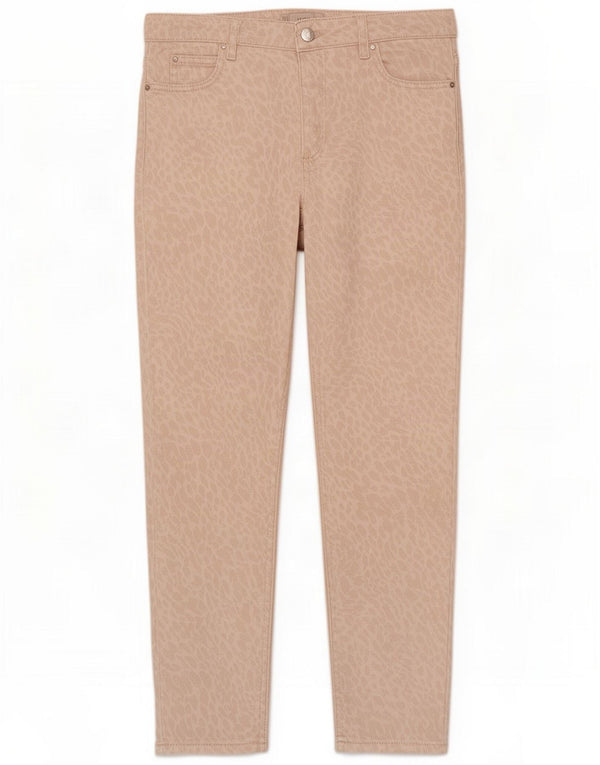 Hobbs Jean droit pour femme UK 14 Large W32 L26 Coton imprimé animal beige