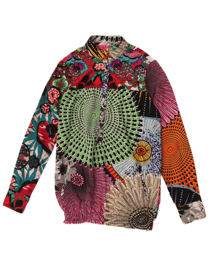 Desigual Femme Pull Chemise Chemisier UK 10 Petit Patchwork Multicolore