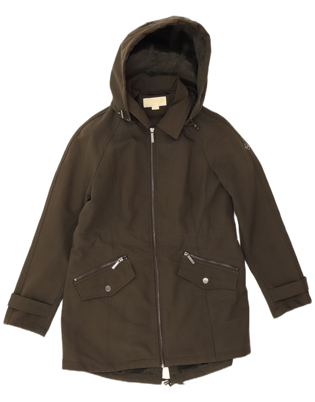 Michael Kors Veste Parka à capuche pour femme UK 14 Medium Kaki Polyester