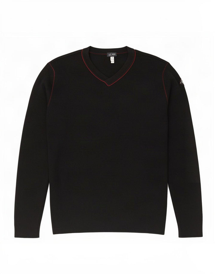 Armani Jeans Pull Col V Homme Laine Noir Moyen