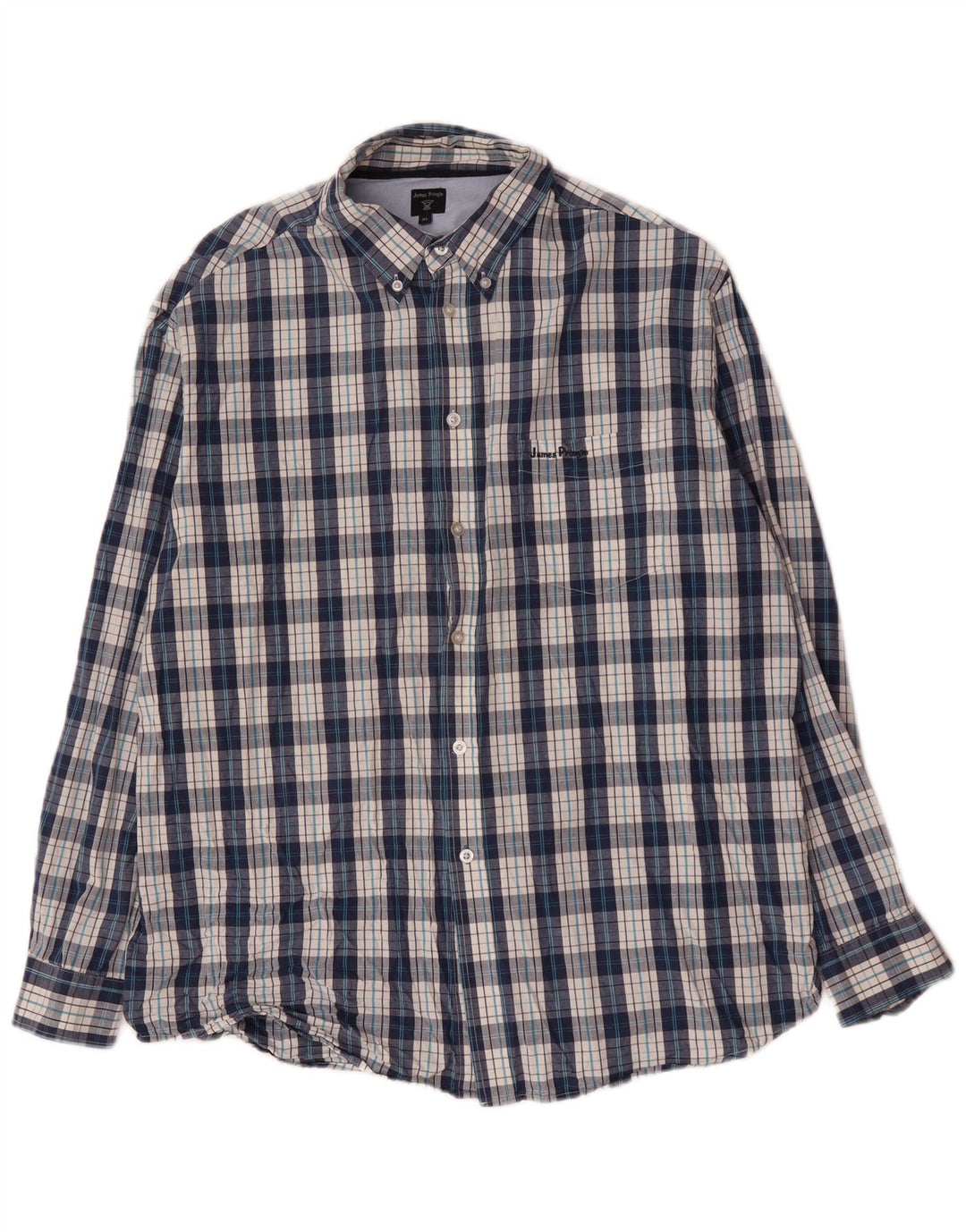 James Pringle Chemise Homme XL Bleu Carreaux Coton