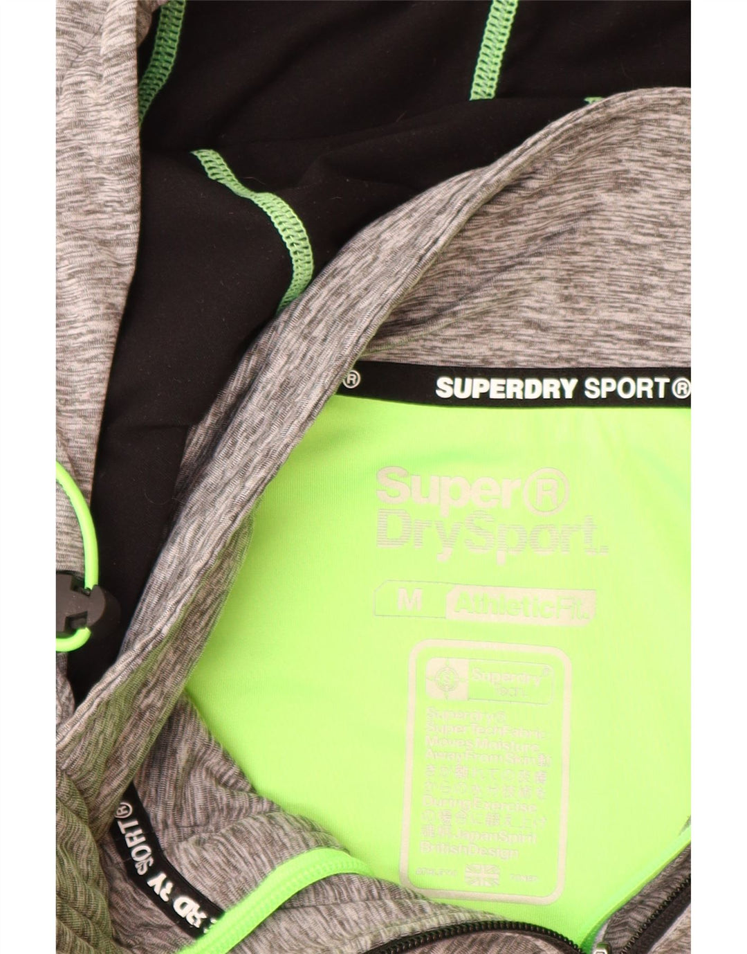 SUPERDRY Pull à capuche zippé graphique coupe athlétique pour femme UK 12 Gris moyen