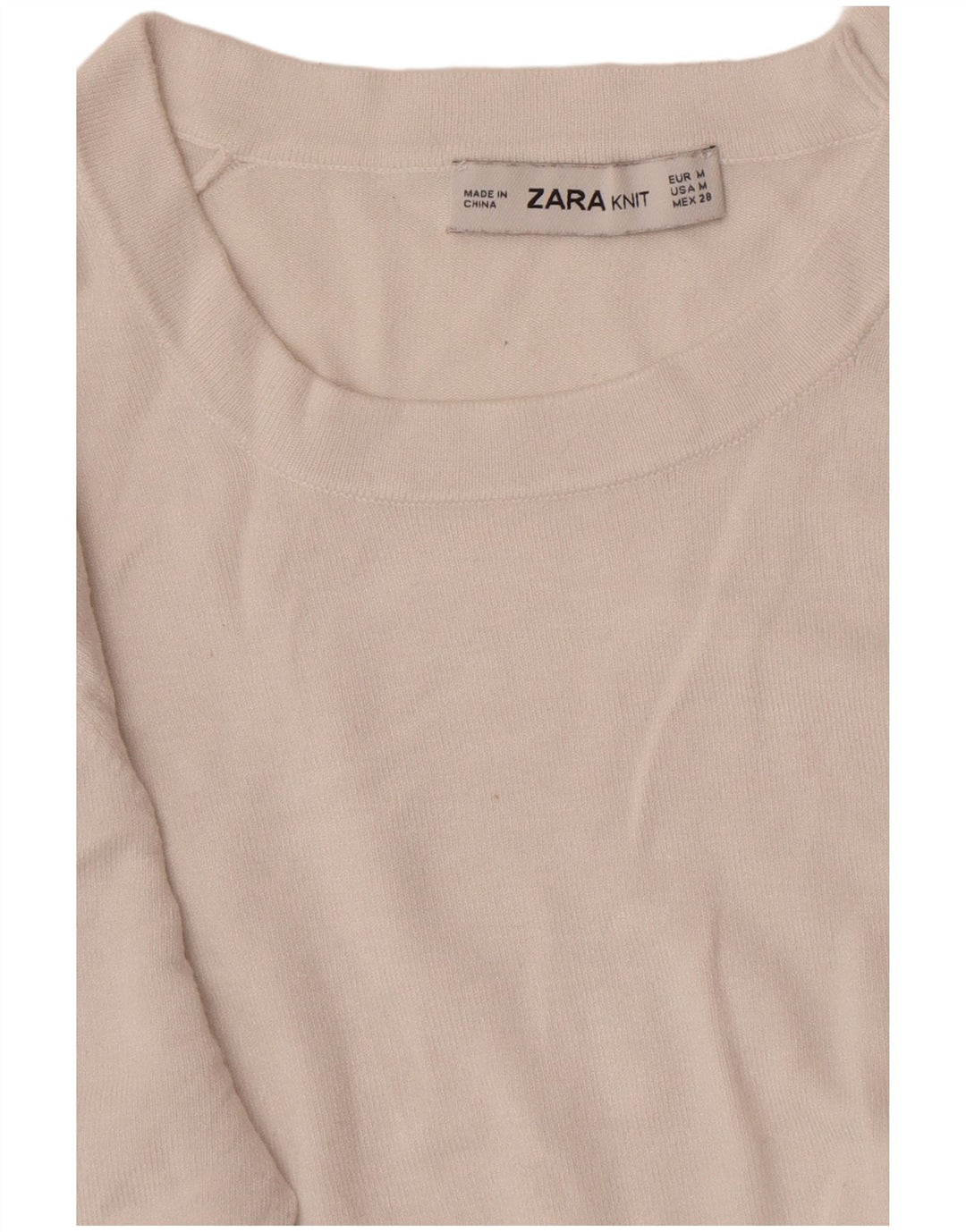 Zara Pull à col rond pour femme UK 12 Blanc moyen