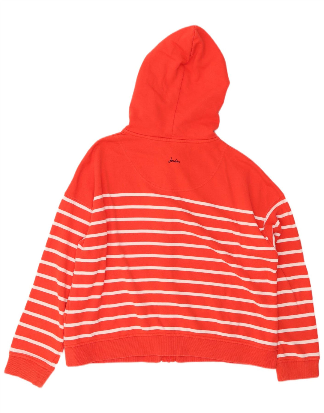 JOULES Pull à capuche court coupe ample avec fermeture éclair pour femme UK 14 Grand rayé rouge