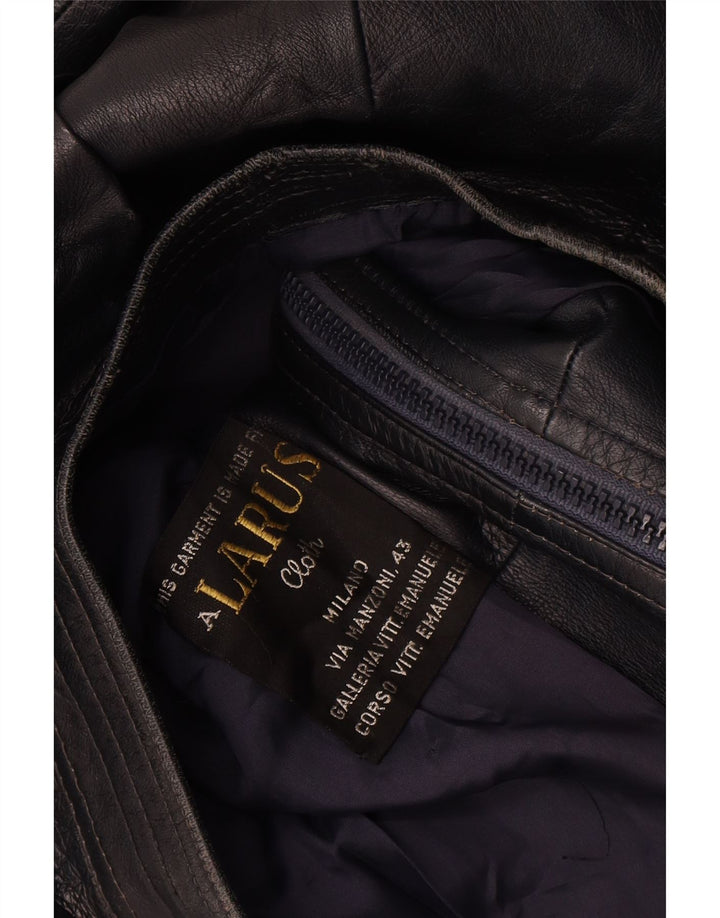 veste en cuir femme vintage IT 52 2XL Bleu Marine