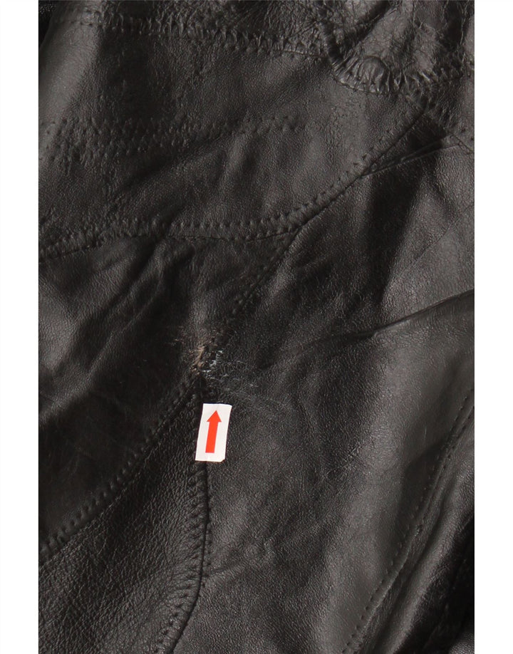 VINTAGE Veste en cuir homme UK 40 Grand cuir noir