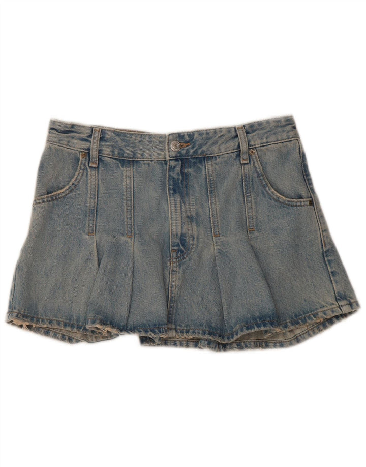 Zara Femme Mini Jupe En Jean Petit W26 Bleu Coton
