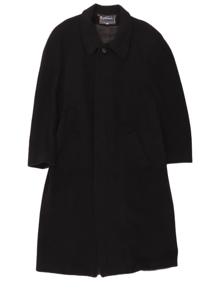 vintage Mens Overcoat UK 36 Petite laine noire