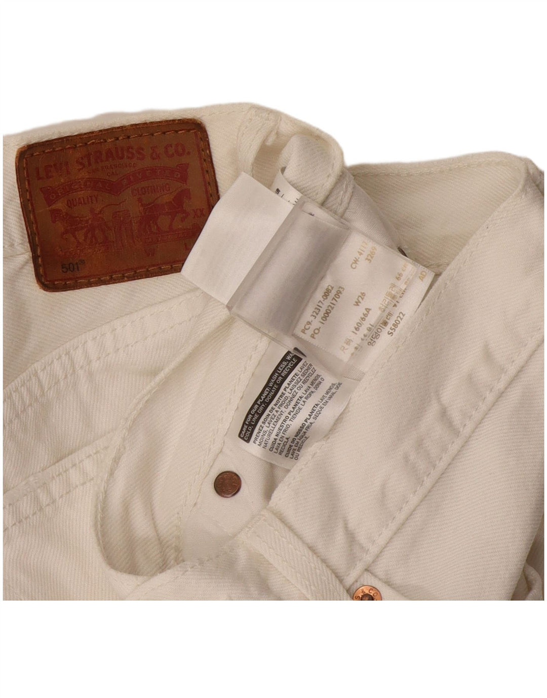Levi's Short 501 Femme en Denim Déchiré W26 Petit Coton Blanc
