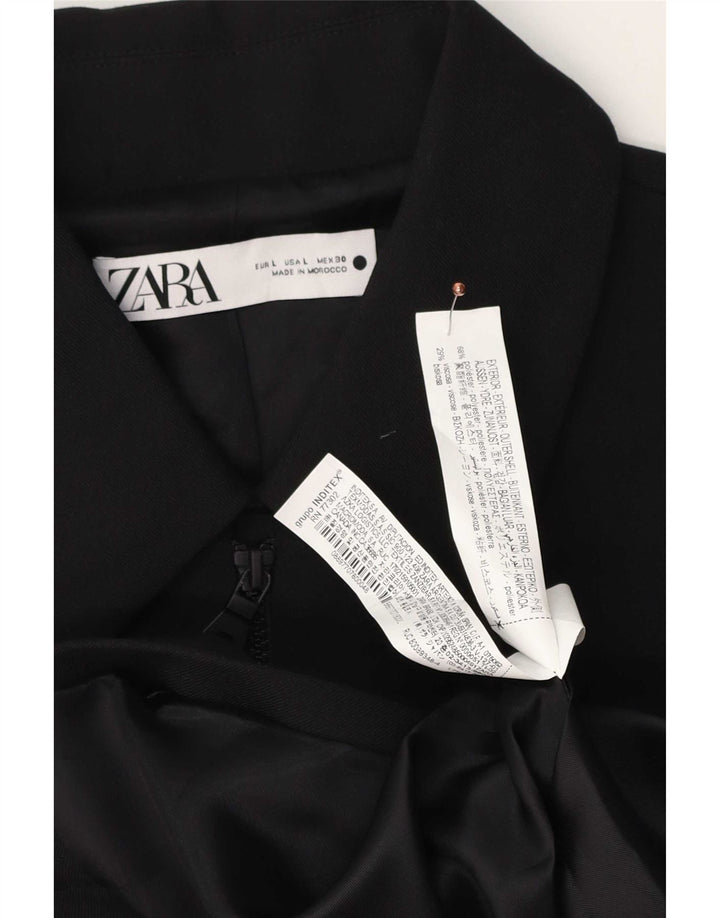 Zara Veste blazer surdimensionnée pour femme UK 16 Large Noir Polyester